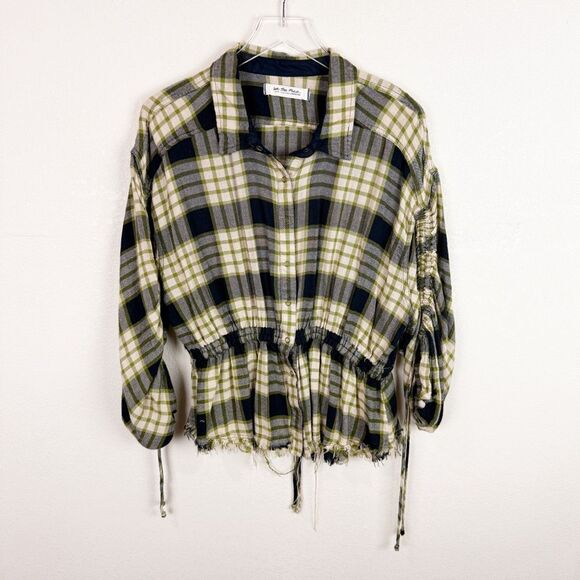 We the Free Plaid Wool Blend Button Up Blouse Top Large - Picture 1 of 6